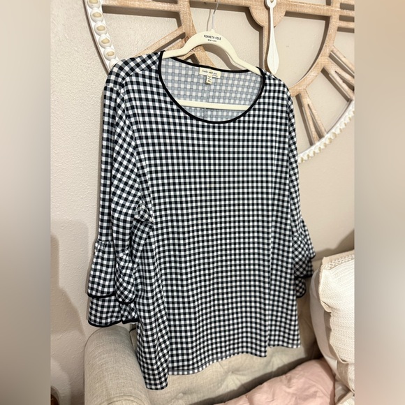 Studio West Black and White Gingham Blouse - Picture 1 of 3